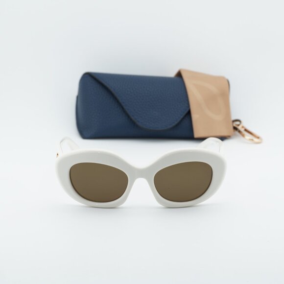 Loewe LW40153I 25E Sunglasses Ivory Cat Eye Frame, Brown Lenses main image 6